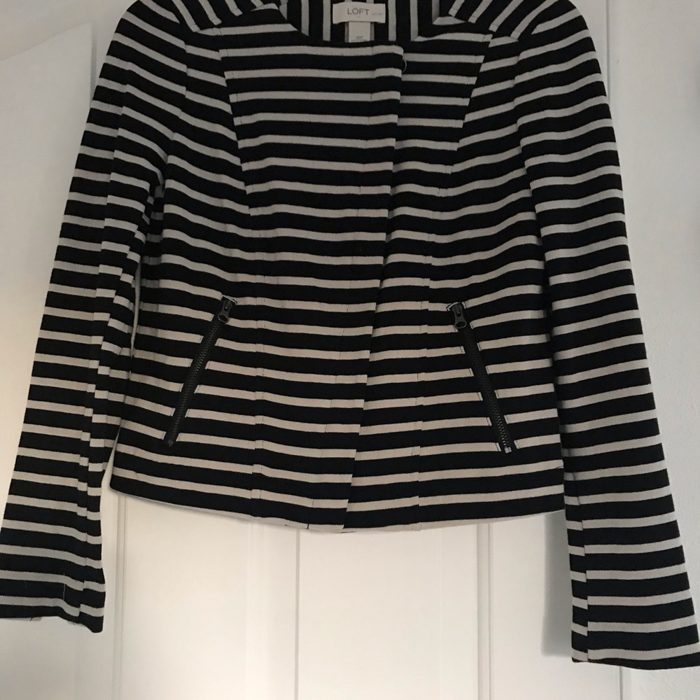 Loft Striped moto style sweater jacket - Picture 4 of 7